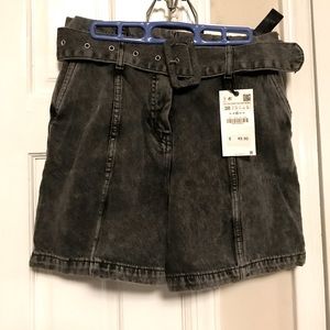 Zara belted denim shorts
